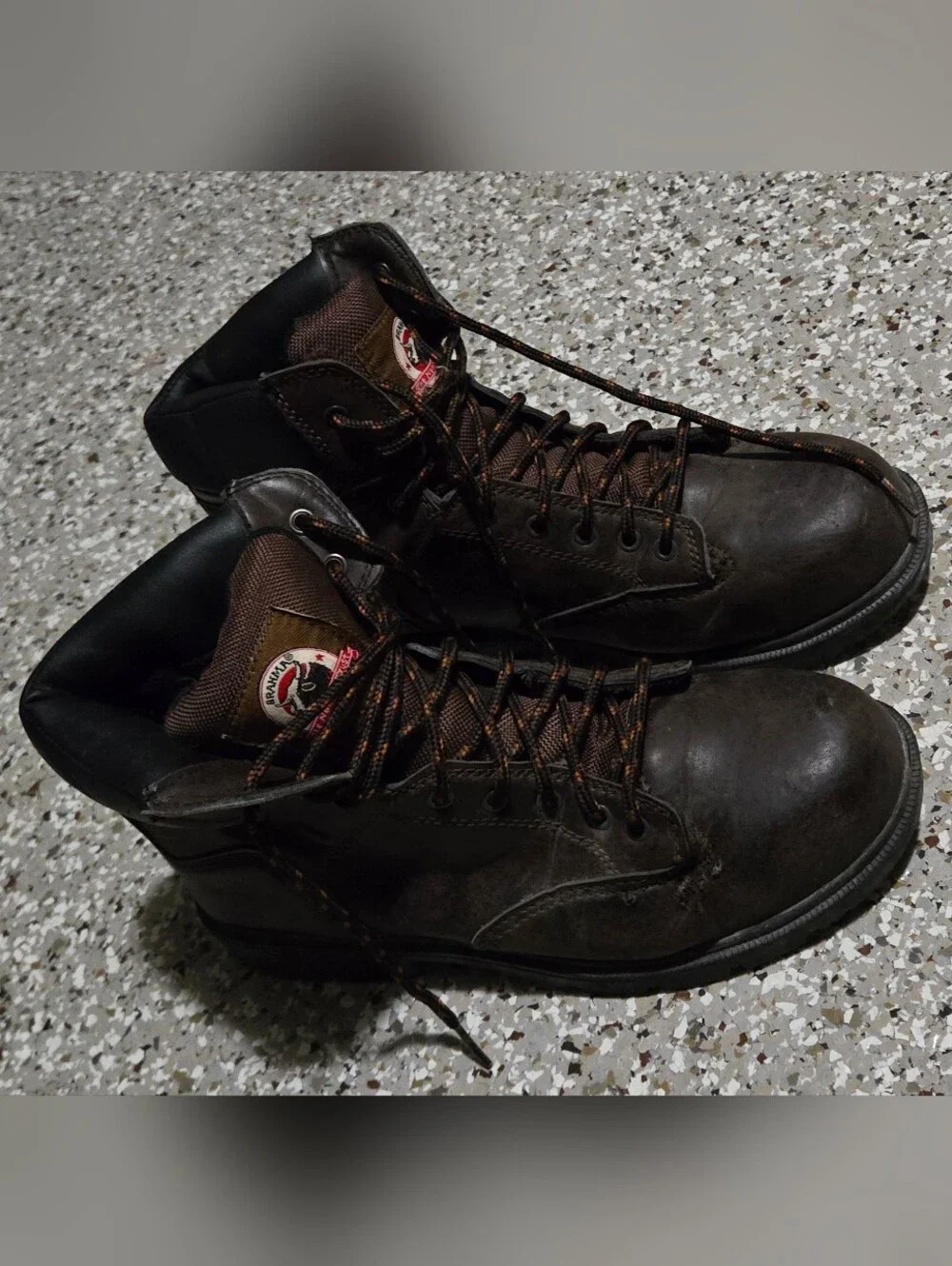 Men's Brown Leather Steel Toe Waterproof Lace-Up Work Boots Size 10